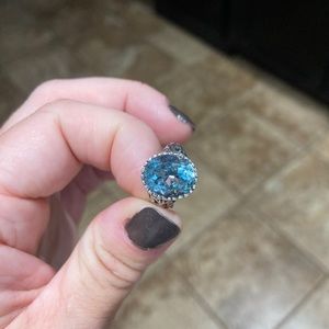 Sterling silver with blue topaz gemstone